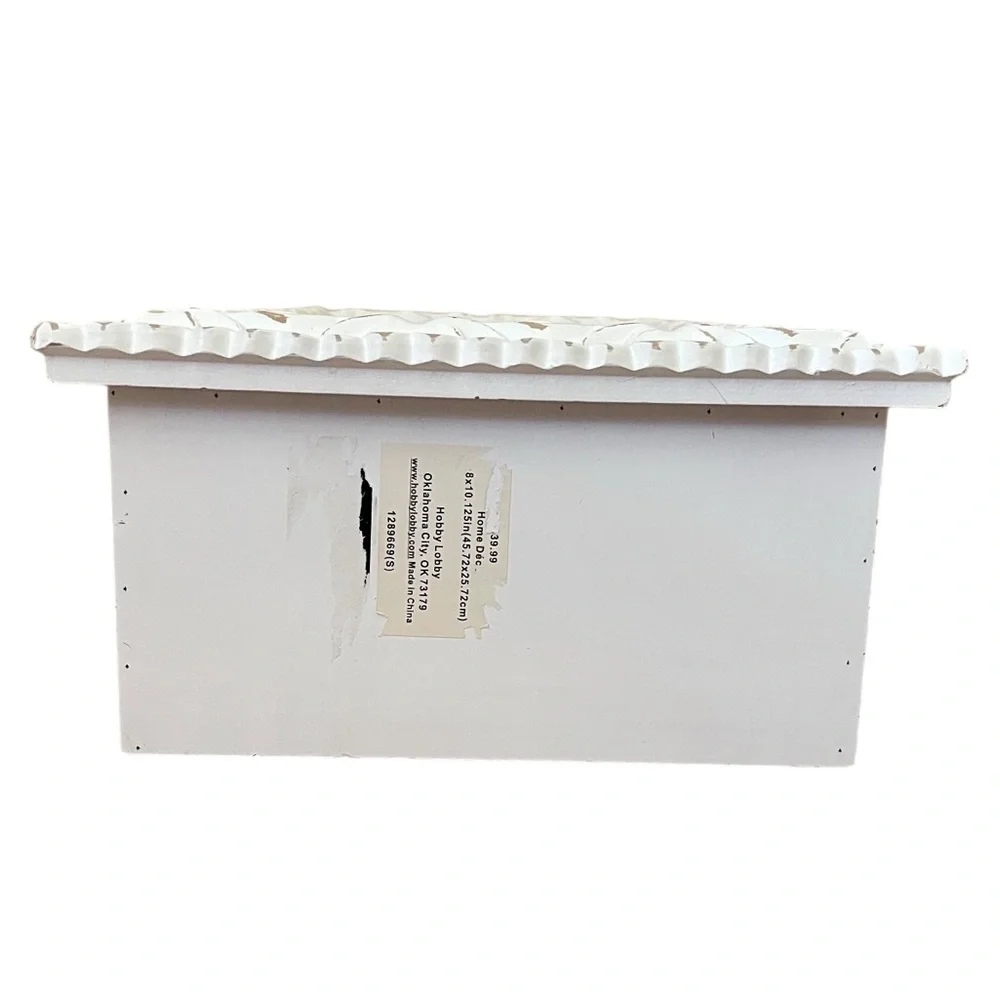 Hobby Lobby White Distressed Ornate Wood Composite Box Wall Frame Shelf - Picture 12 of 16